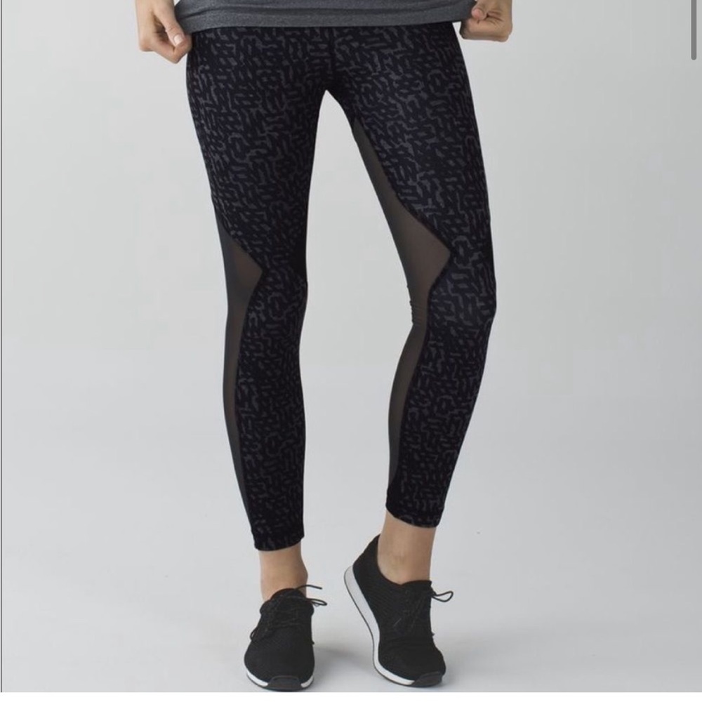 LULULEMON Running in the City 7/8 tight Luxtreme heathered net pop black mesh 6